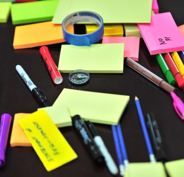 Highlighters, post-its, and pens